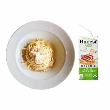 Kid White Sauce Pasta + Juice