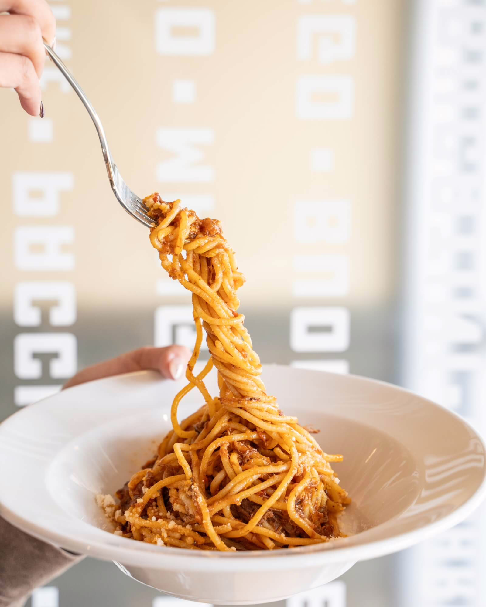 pasta on fork and plate