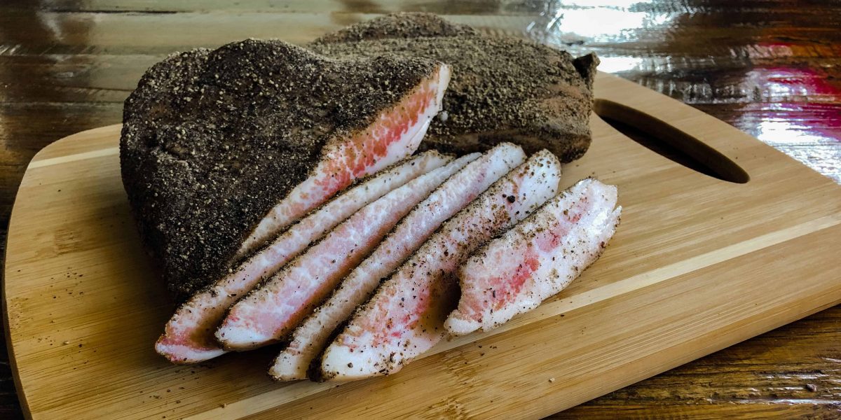 Homemade guanciale (cured pork cheek)